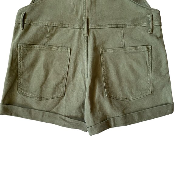 No Boundaries olive green denim shorts overalls women's size L 11-13 five pocket - Picture 6 of 9